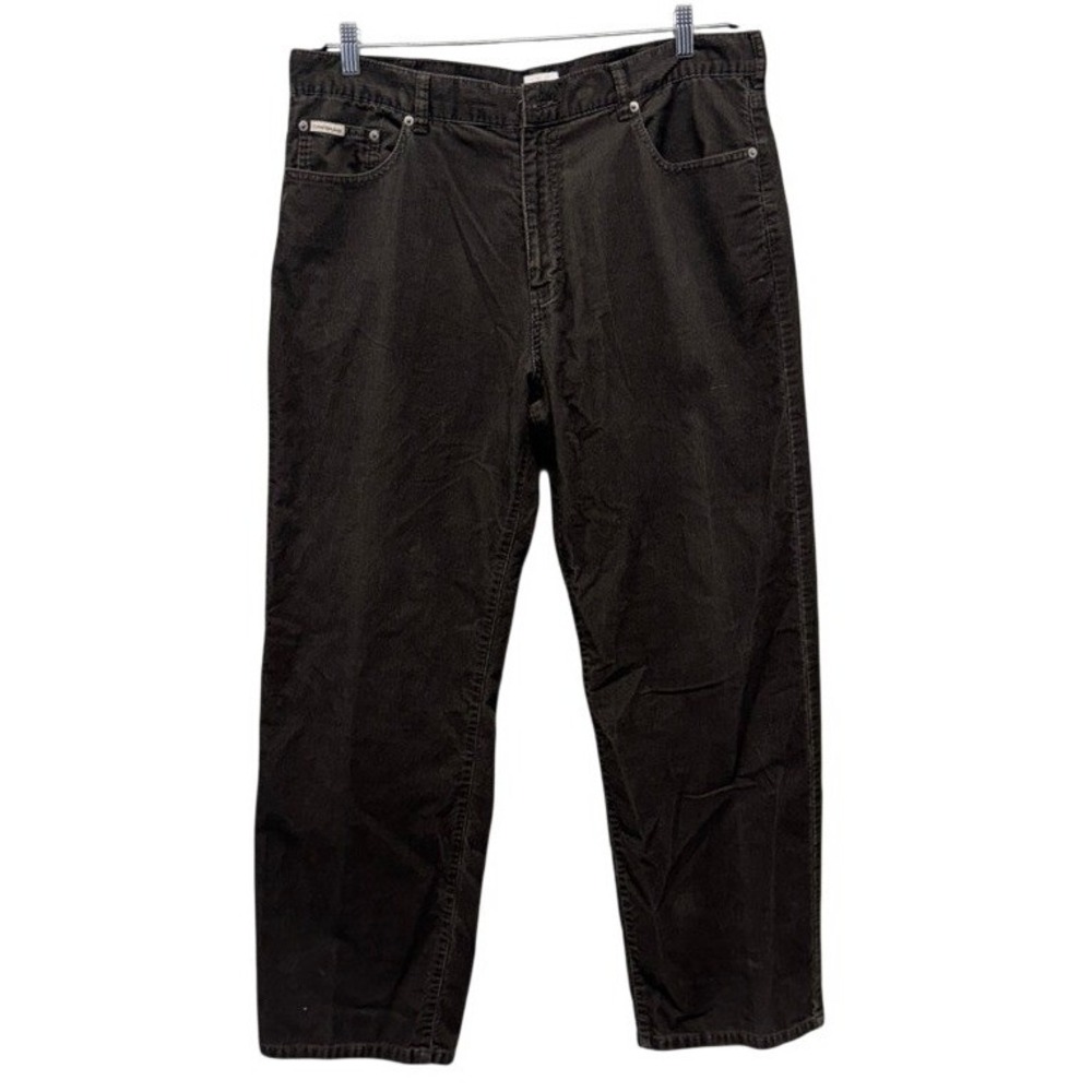 Calvin Klein Jeans Mens 38 Corduroy Pants Brown Straight Leg Cotton Cord Trouser